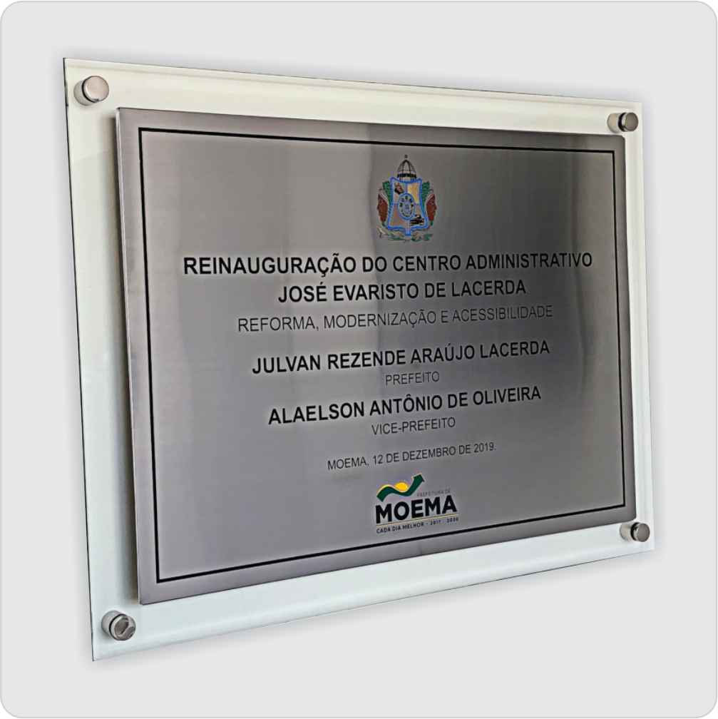 Placa de Inauguração em Aço Gravado